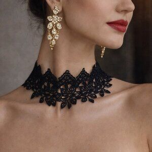 Black Knit Choker Necklace